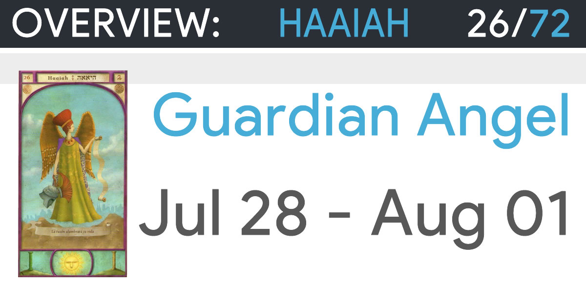 Guardian Angel Haaiah - July 28 to August 1 - Overview and Prayer >>